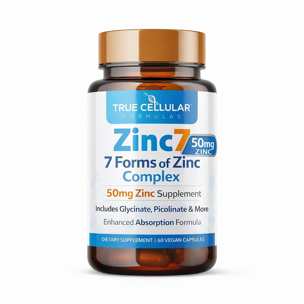 Zink7: 7-i-1 Zink Complex 50mg - Maximal absorption för immunförsvar, djup sömn och alldaglig energi | Hormonbalans, mental fokus & metabolism Support | 60 Vegan kapslar