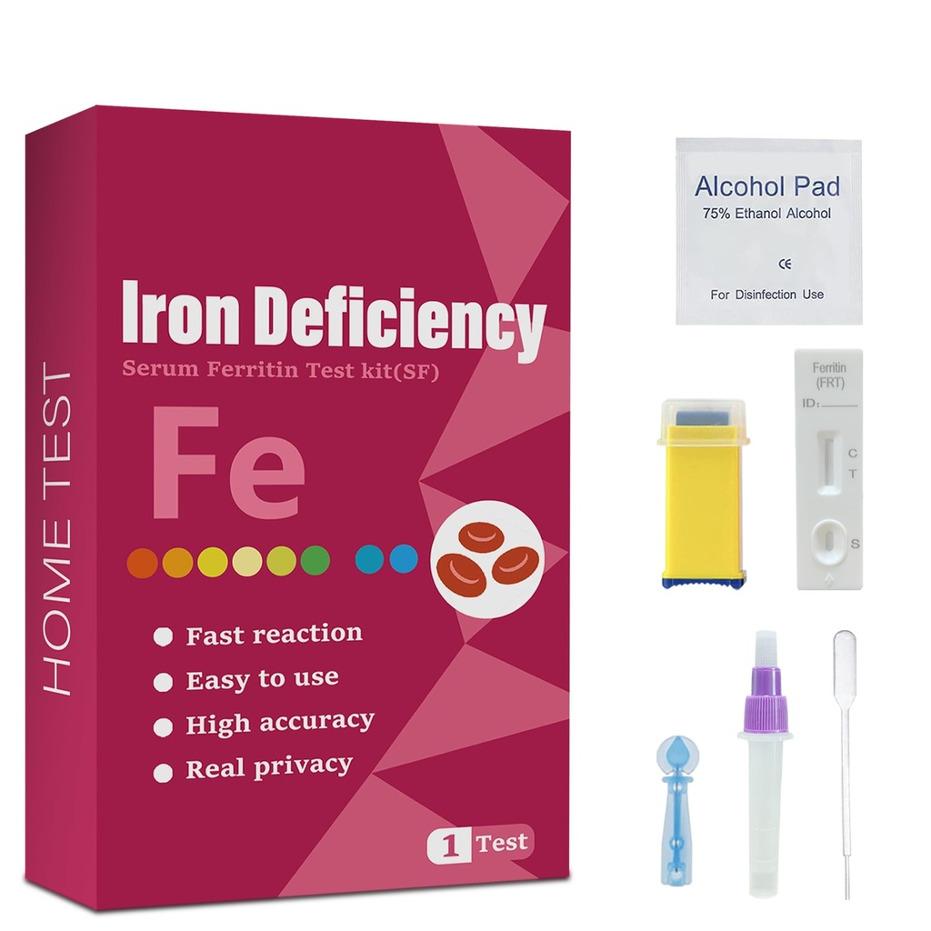 Iron Deficiency Test Kit, lämplig för barn och vuxna, at-Home Iron Test Kit för Anemi. Järntestkit för snabba svar och korrekta resultat