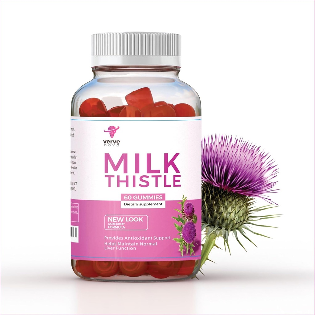Milk Thistle Supplement Gummies - Liver Health Support, Herbal Antioxidant, Sugar-Free, Vegan, 60 Count