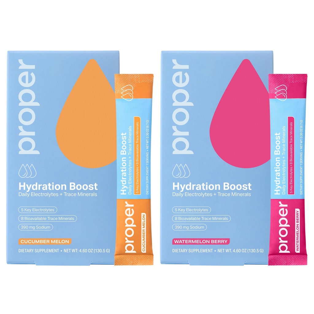 Korrekt Hydration Sticks - Electrolyte Powder Drink Mix Packets med spårmineraler för Rapid Hydration + Naturligt smaksatt - Inga konstgjorda sötningsmedel Watermelon Berry