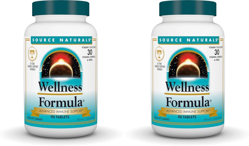 Källa Naturals Wellness Formel Bio-Aligned Vitamins & Herbal Defense - Immun System Support Supplement & Immunity Booster * - 90 tabletter (Pack of 2)