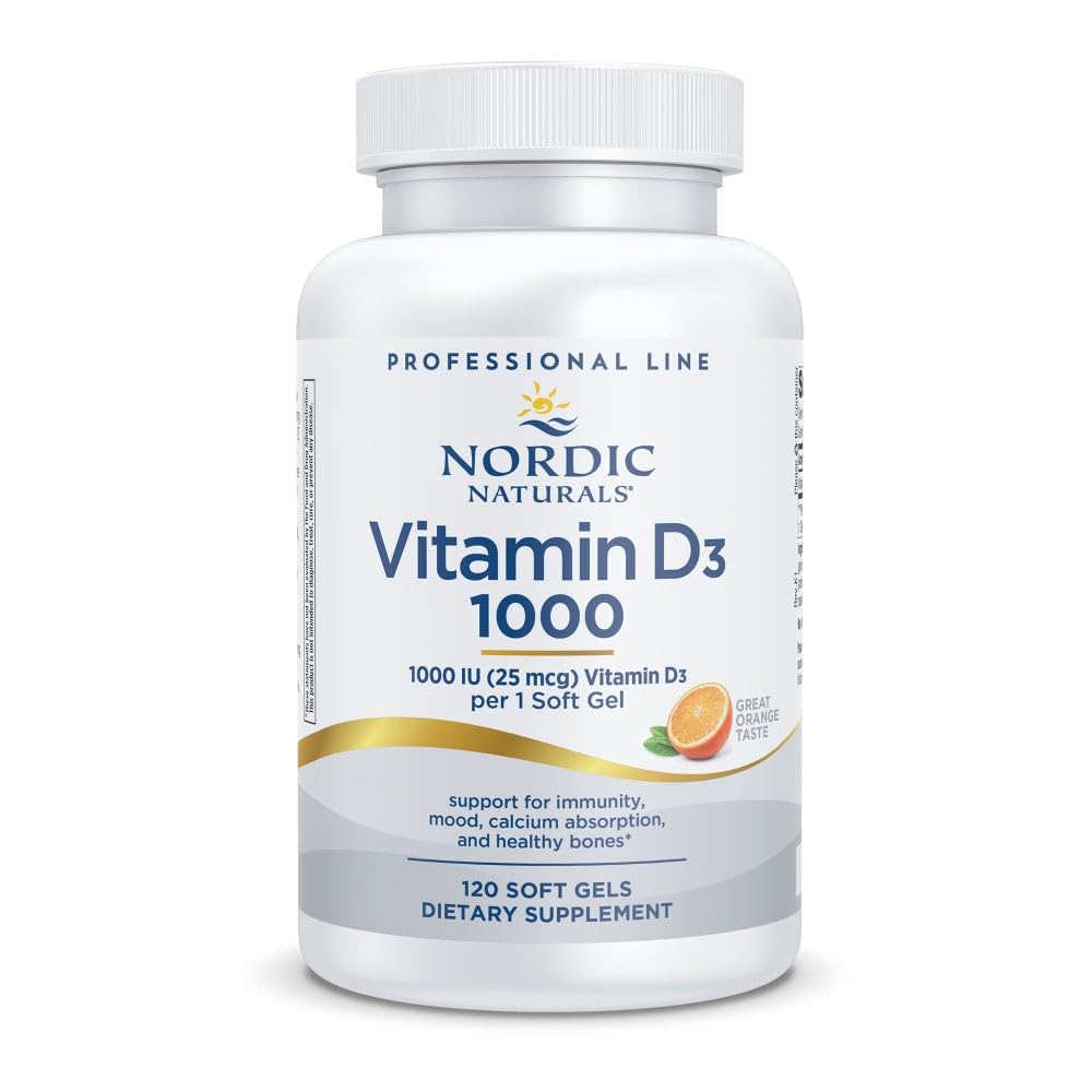 Nordic Naturals Pro Vitamin D3 1000, Orange - 120 Mini Soft Gels - 1000 IU Vitamin D3 - Stöder hälsosamma ben, humör och immunsystemfunktion - Icke-GMO - 120 portioner
