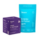 Neuro Energy & Sleep Bundle - Energy & Focus Gum (Peppermint, 90 Count) + Melatonin 5mg Sleep & Recharge Mints (Night Berry, 72 Pieces) - Daytime Focus & Nighttime Rest Support