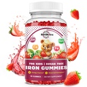 Järntillskott Gummies för barn - med Calcium, Zink, Kids Multivitamin med Järn Gummies - Immun Support, Blodbyggare och energistöd för järnbrist, Anemi, Vegan - 60 Count