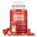 Järntillskott Gummies för barn, barn multivitamin med järn - Zink, vitamin B Complex, A, C, D, B6, B12, gurkmeja extrakt, Biotin för blodbyggare och energistöd, järnbrist, Vegan 60 ct