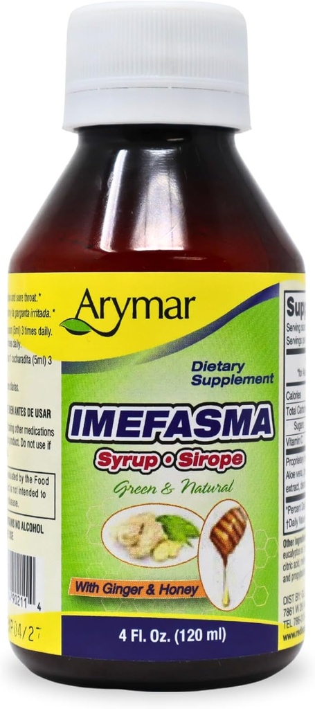 Arymar Imefasma med Ginger & Honung Cough Syrup (4 oz) - Gentle Relief med naturliga ingredienser
