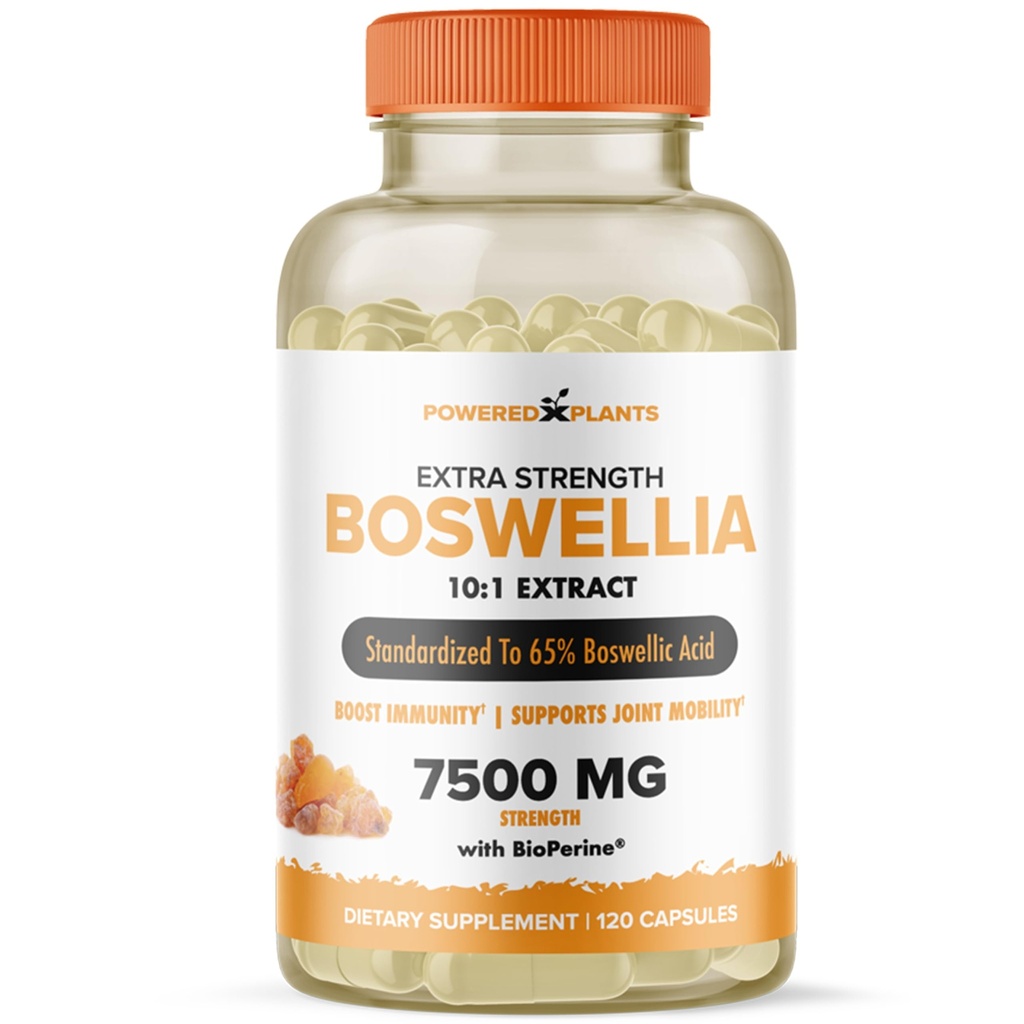 Boswellia Serrata Extract Joint Support Supplement av Powered by Plants - 65% Hög Potency Boswellic Acids med BioPerine - Stöder immunitet, rörlighet och flexibilitet - 120 Vegan kapslar