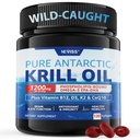 Antarctic Krill Oil 1200 mg Omega 3 Supplement, Omega 3 Krill Oil Softgels w / EPA, DHA, Astaxanthin & Phospholipids för hjärna och antioxidant, hållbart källad, ingen fiskig eftersmak, 120 Softgels