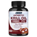 Krill Oil 1200mg, Antarctic Krill Oil Omega 3 Supplement med EPA, DHA,Astaxanthin & Phospholipids för hjärta & hjärna & gemensam hälsa, No Fishy Aftertaste,120 Softgels (60 portioner)