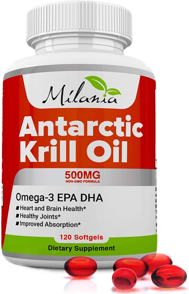 Antarctic Krill Oil - 120 Softgels - Omega-3 EPA, DHA, med Astaxanthin - Källa från Red Krill - Maximal styrka - 500mg