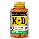 MASON NATURAL Vitamin K2 + D3, 100,Day Supply, med Calcium för normalt ben och muskelstöd, tabletter