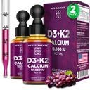 Nya Elements [2 Pack] Liquid Vitamin D3 K2 droppar med kalcium för vuxna | Vitamin D3 10 000 IE | D3 K2 med kalcium för benhälsa och immunitetssupport | Gemensamt hälsotillskott | Icke-GMO | Vegan