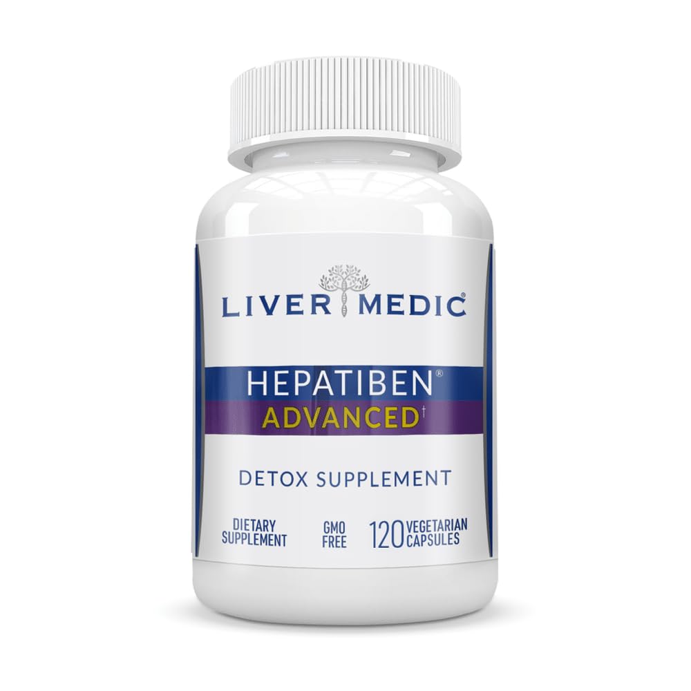 Hepatiben Liver Detox rengör alla naturliga tillskott med mjölk Thistle, Silybin, NAC, Choline, MSM, gurkmeja, Berberine, Glutathione Alpha Lipoic Acid Vegan NonGMO 120 kapslar 1500mg