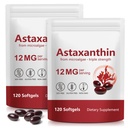 Xaarty 2Pack Premium Astaxanthin 12mg, Natural Antioxidant Supplement for Eye, Joint, Skin Health,Microalgae Source, 4 Month Supply | Stöder Intern Circulation, 240 Softgels