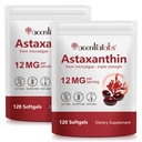 Astaxanthin Supplements 12mg - 120 Softgels | Premium Natural Antioxidant från Microalgae | Eye, Skin, Brain, Joint, Heart & Immune Health Support | Non-GMO, Glutenfri