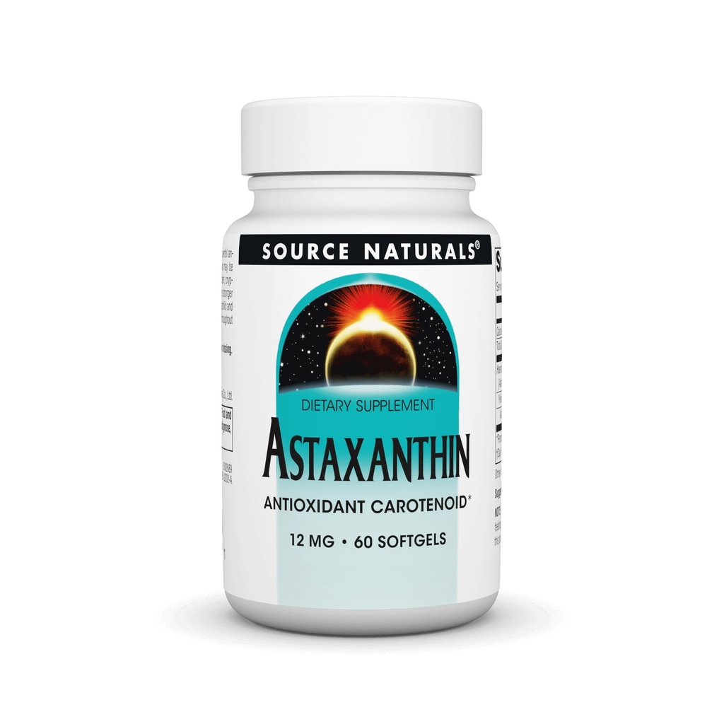 Källa Naturals Astaxanthin, Antioxidant Carotenoid, 12mg - 60 Softgels