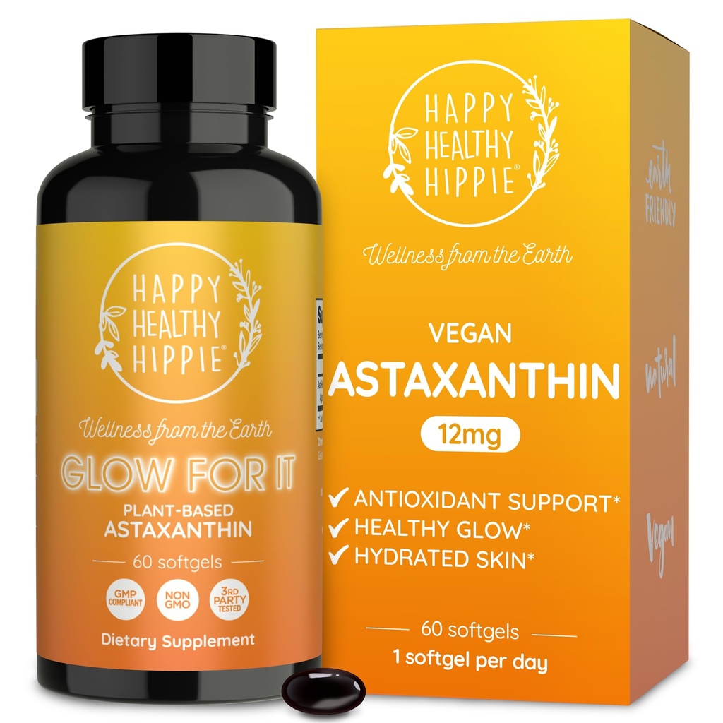 Astaxanthin Supplement 12mg | Plant-Based Antioxidant for Skin Hydration, Elasticity & Radiant Glow | Från Algae Extract | Non-GMO, Vegan, Made in USA | 2 Month Supply, 60 Softgels