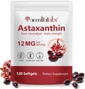 AIQIUSHA Astaxanthin Supplements 12mg med Coconut Oil, 120 Softgels, 4 Month Supply | Triple Strength Natural Astaxanthin från Microalgae | Non-GMO, Gluten & Soy Free