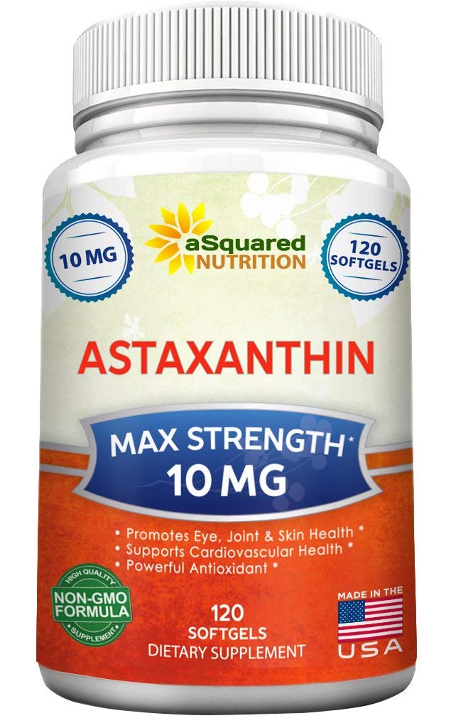 aSquared Nutrition Astaxanthin Supplement - Natural Astaxanthin Pills från Haematococcus Pluvialis Extract för ren energi - Max Styrka 10mg - 120 Softgels