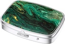 Nipichsha Pill Box, Small Pill Case for Purse & Pocket, Cute Travel Medicine Organizer, Portable Medicine Container Holder för att hålla Vitaminer, Medicinering, Fish Oil & Supplement, Green Ocean Marble