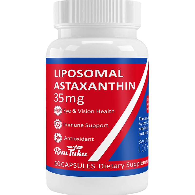 35mg Liposomal Astaxanthin Supplement - Kraftfull Antioxidant Support för hud, gemensam och ögonhälsa - naturlig anti-aging Formel med ren Astaxanthin - Vegan, icke-GMO, 60 kapslar