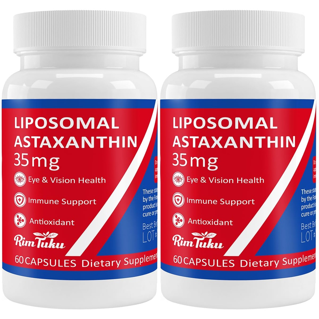 35mg Liposomal Astaxanthin Supplement - Kraftfull Antioxidant Support för hud, gemensam och ögonhälsa - naturlig anti-aging Formel med ren Astaxanthin - Vegan, icke-GMO, 120 kapslar