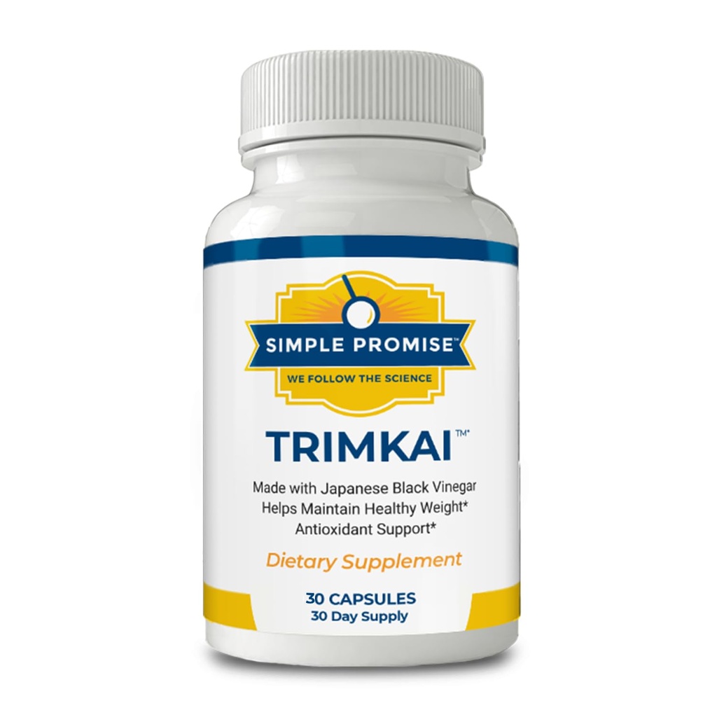 Simple Promise TrimKai - japanska Black Vinegar Capsules för Metabolism Support - med Astaxanthin 12mg, Seaweed & Black Pepper Extract - Plant-Based Formel - 30 kapslar