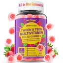 Nextdia Multivitamin Fylld Gummies för Teen Boys Girls 12-17, 18, 19, Barn 10 + Multivitamin med Omega 3, Calcium + Magnesium + Zink, Multi-Minerals för ungdomar 10-19S Brain, Bone, Energy, Immune