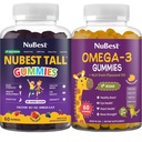 NuBest Bundle: Dagliga Gummies för omfattande utveckling, hjärnhälsa, ögonhälsa Höga Gummies och Omega 3 Flaxseed Oil för barn och tonåringar