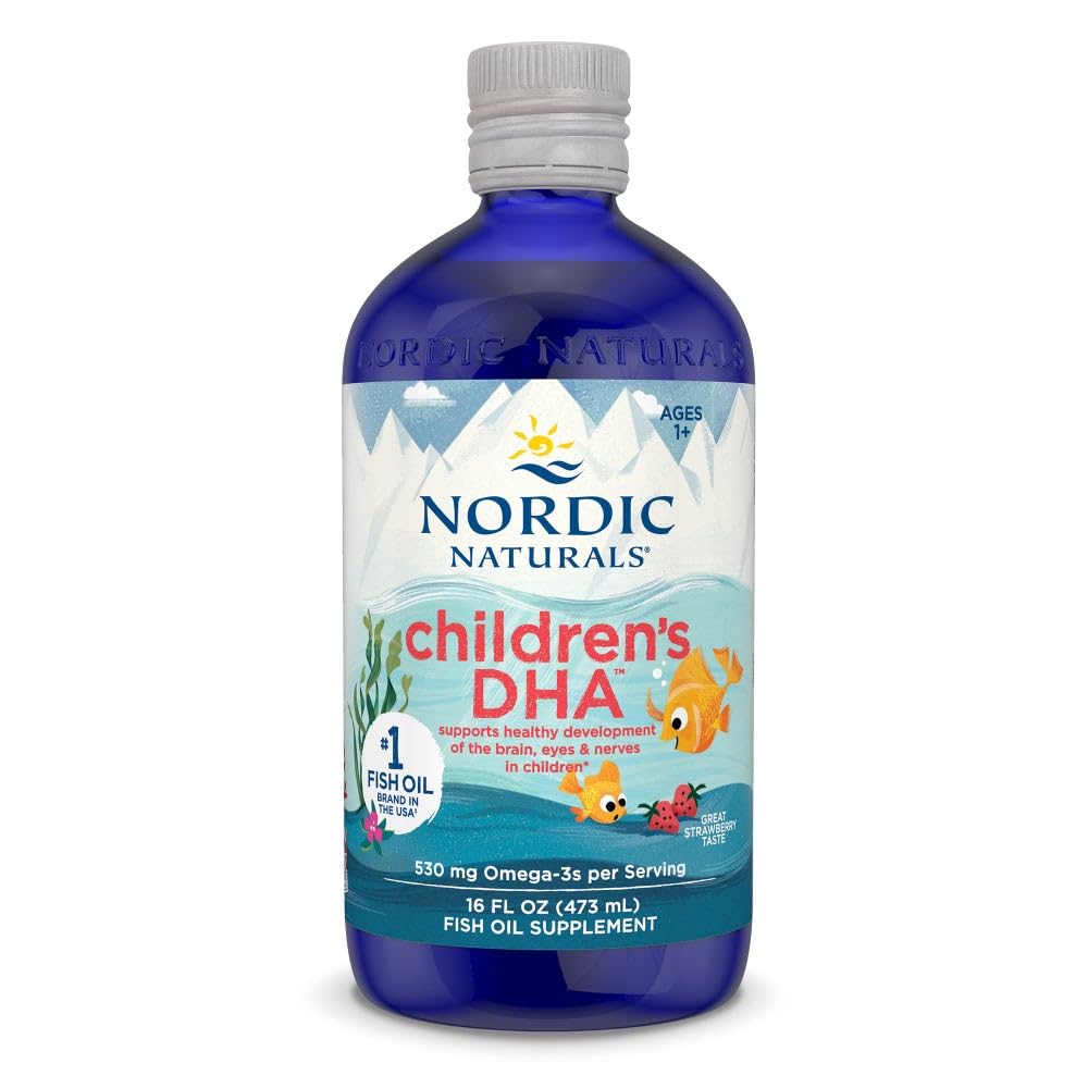 Nordic Naturals Children's DHA, Strawberry - 16 oz för barn - 530 mg Omega-3 med EPA & DHA - Brain Development & Function - Non-GMO - 192 portioner (Pack of 2)