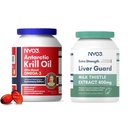 Krill Oil Omega 3 Supplement 1000mg och Milk Thistle Liver Detox Supplement 400mg, 2 Pack
