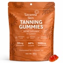 Savanna Skin Tanning Gummies, med vitamin C & E, Astaxanthin, Beta Carotene, Skin Radiance & Hydration för Natural Looking Glow, Bronzing, Non-GMO, Vegan & Sugar Free - 60 Count (1)