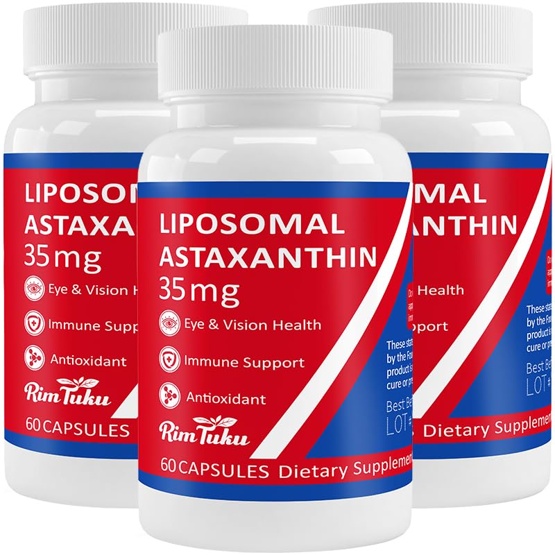35mg Liposomal Astaxanthin Supplement - Kraftfull Antioxidant Support för hud, gemensam och ögonhälsa - naturlig anti-aging Formel med ren Astaxanthin - Vegan, icke-GMO, 180 kapslar