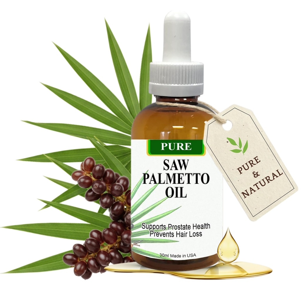 Pure Saw Palmetto Oil - 95-98% Koncentrerad organisk extrakt - Liquid Saw Palmetto för män och kvinnor - Alternativ till kapslar och pulver - 1 Fl Oz