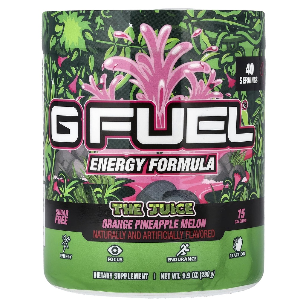 G bränsle Juice Energy 2.0 Drink Powder, Pre Workout Caffeine Mix för spel, Sugar Free Focus Amino, Vitamin + Antioxidanter, 9.9oz (Pineapple & Melon Punch, 40 portioner)