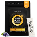 OxyEnergy Nitric Oxide Booster, Max Pump Non Stim Pre Workout Powder för män, med Beta Alanine, L Citrulline, Kreatin för cirkulation, muskelpumpar, uthållighet, druva, On-The-Go Packet- 30 portioner