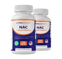 Vitamatic NAC Supplement N-Acetyl-L-Cysteine (NAC) med mjölk Thistle 50:1 Extract - Stöder immun, andning, leverhälsa, 1200 mg per servering, 120 Veg kapslar - 2 Pack