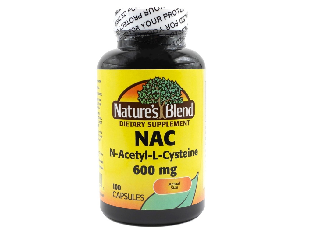 Naturens Blend NAC Supplement N-Acetyl-L-Cysteine 600mg 100 kapslar - Immun Support, Antioxidant för cellulär hälsa