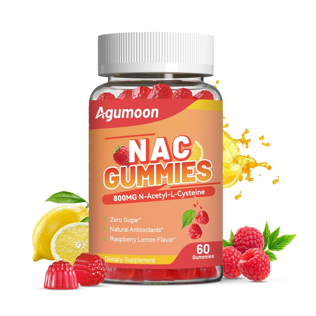 NAC Gummies 800mg for Adults & 400mg for Kids, NAC Supplement N-Acetyl Cysteine, Sugar-Free - 60 Vegan Gummies, Antioxidant Supplement, Immune Support