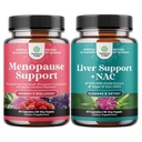 Bundle of Complete Herbal Menopause Supplement for Night Sweats Hot Flashes & Mood Swings and Liver Support NAC Supplement with Milk Thistle for Liver Cleanse Detox & Repair - N Acetyl Cysteine