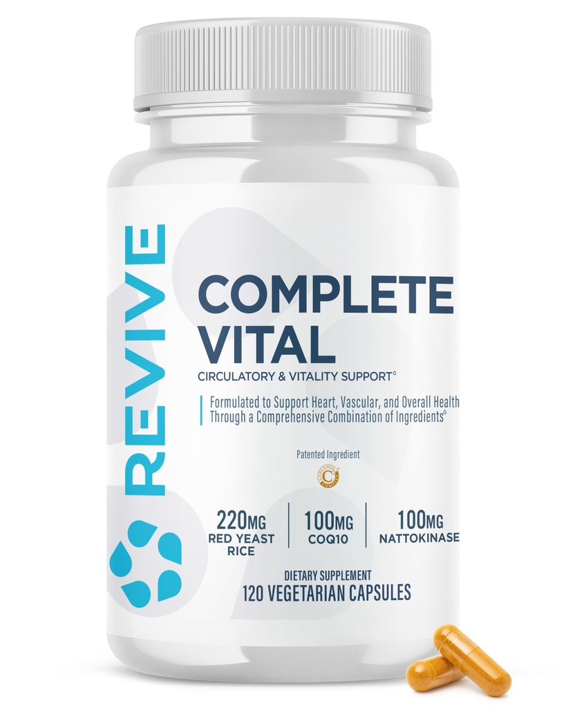 Revive MD Supplements & Support, Complete Vital (120 Vegetarian Capsules) - NAC & CoQ10 Supplement stöder hälsa och antioxidantaktivitet (30 portioner)