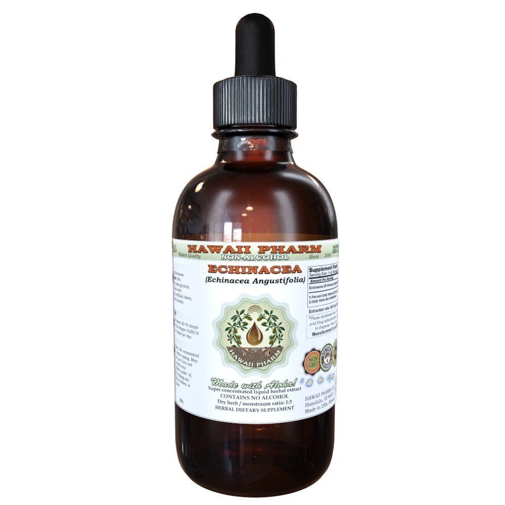 Echinacea Alcohol-Free Liquid Extract, Echinacea (Echinacea Angustifolia) Torkade Root Glycerite Hawaii Pharm Natural Herbal Supplement 2 oz