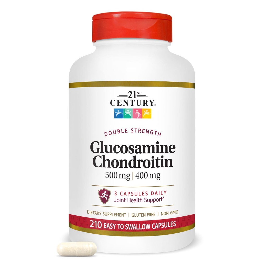 21st Century Double Strength Glucosamine Chondroitin (210 greve), Dietary Supplement för Joint & Cartilage Health, stöder Active Lifestyle, Non-GMO, Gluten-Free Joint Supplements för Män & Kvinnor