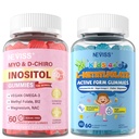 NEVISS 2Pack Myo-Inositol & D-Chiro Inositol Gummies Sugar Free, Ideal 40:1 Ratio Inositol Supplement for Women and L Methylfolate 1000mcg for Kids Teens Gummies + Methyl B6 B12