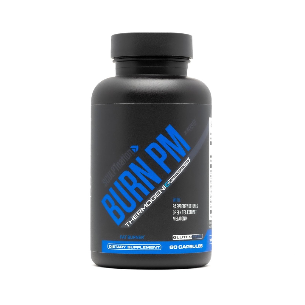 Skulpt Nation av V Shred Burn PM - Night Time Fat Burner - Appetite Suppressant and Weight Loss Support - Raspberry Ketones, Green Coffee Bean Extract, Melatonin - 60 Gluten Free Capsules