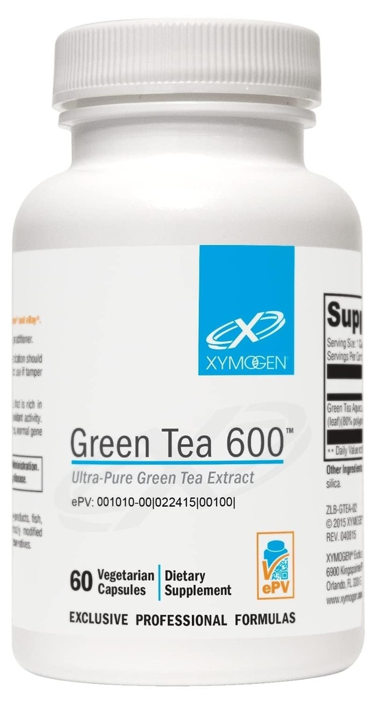 XYMOGEN Green Tea 600 - Ultra Pure Green Tea Extract Capsules - Immune Support Supplement - Stöder hjärthälsa + hjärnhälsa - Glutenfri, Vegan, ingen GMO (60 kapslar)