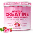 Kreatin för kvinnor, kreatinmonohydrat Gummies med Collagen, BCAA, L-karnitin och taurin, jordgubbsmak, energikreatintillskott för muskelstyrka, energiboost, sockerfri, 120 greve