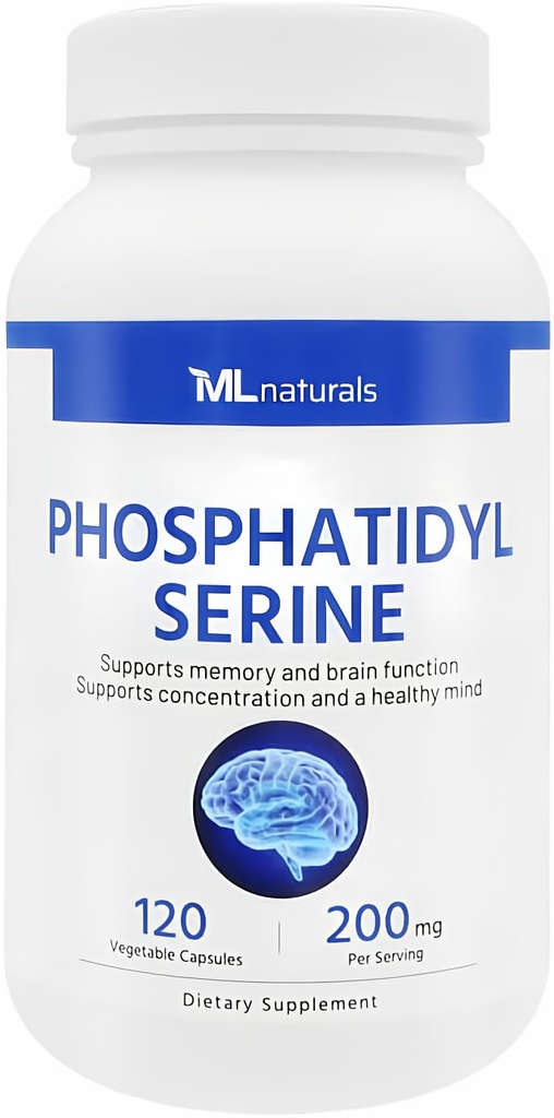 ML Naturals Phosphatidyl Serine 200mg (Per Serving) – 120 Vegetable Capsules – Non-GMO – Supports Memory & Brain Function