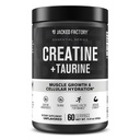 Jacked Factory Creatine + Taurin - Kreatinmonohydrat 5000mg med Taurin 2000mg för ökad muskelstyrka och cellulär hydration - 60 portioner, osmakad