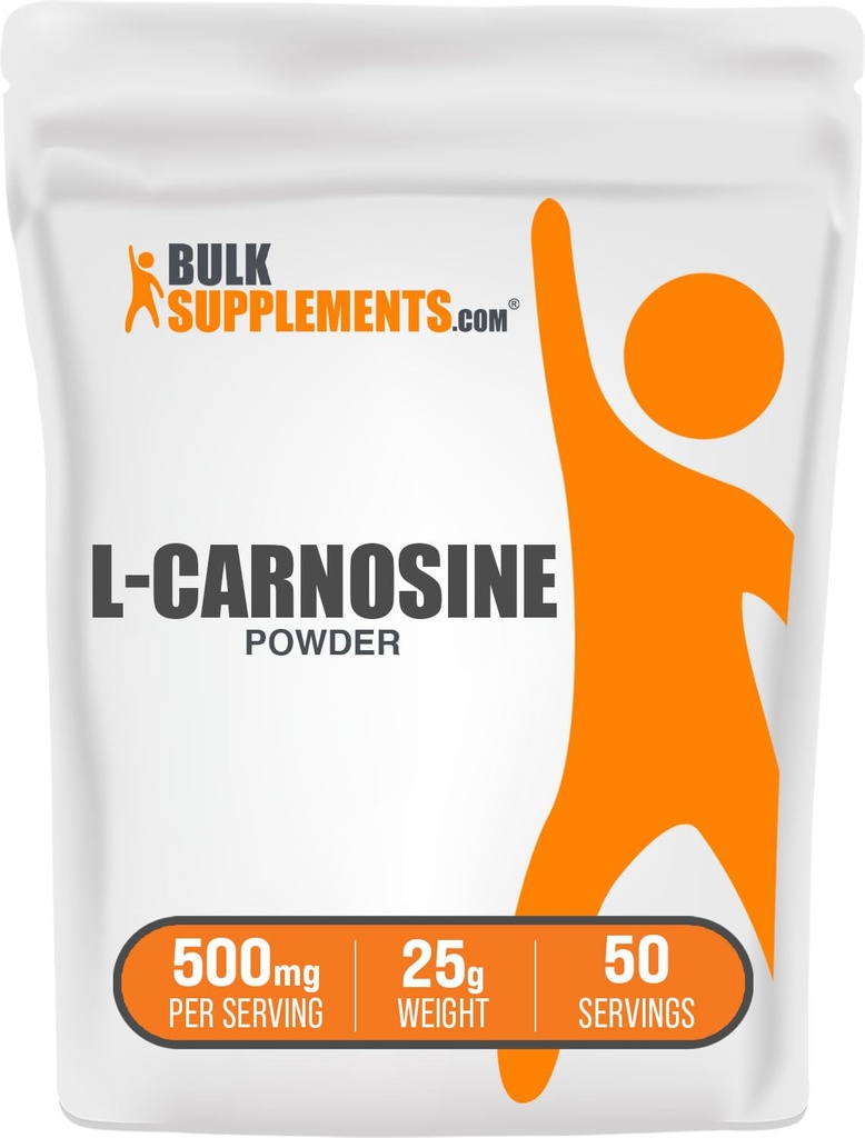 BulkSupplements.com L-Carnosine Powder - Carnosine Supplement, Carnosine 500mg - Amino Acid Supplement, Gluten Free, 500mg per Servering, 25g (0,88 oz) (Pack av 1)